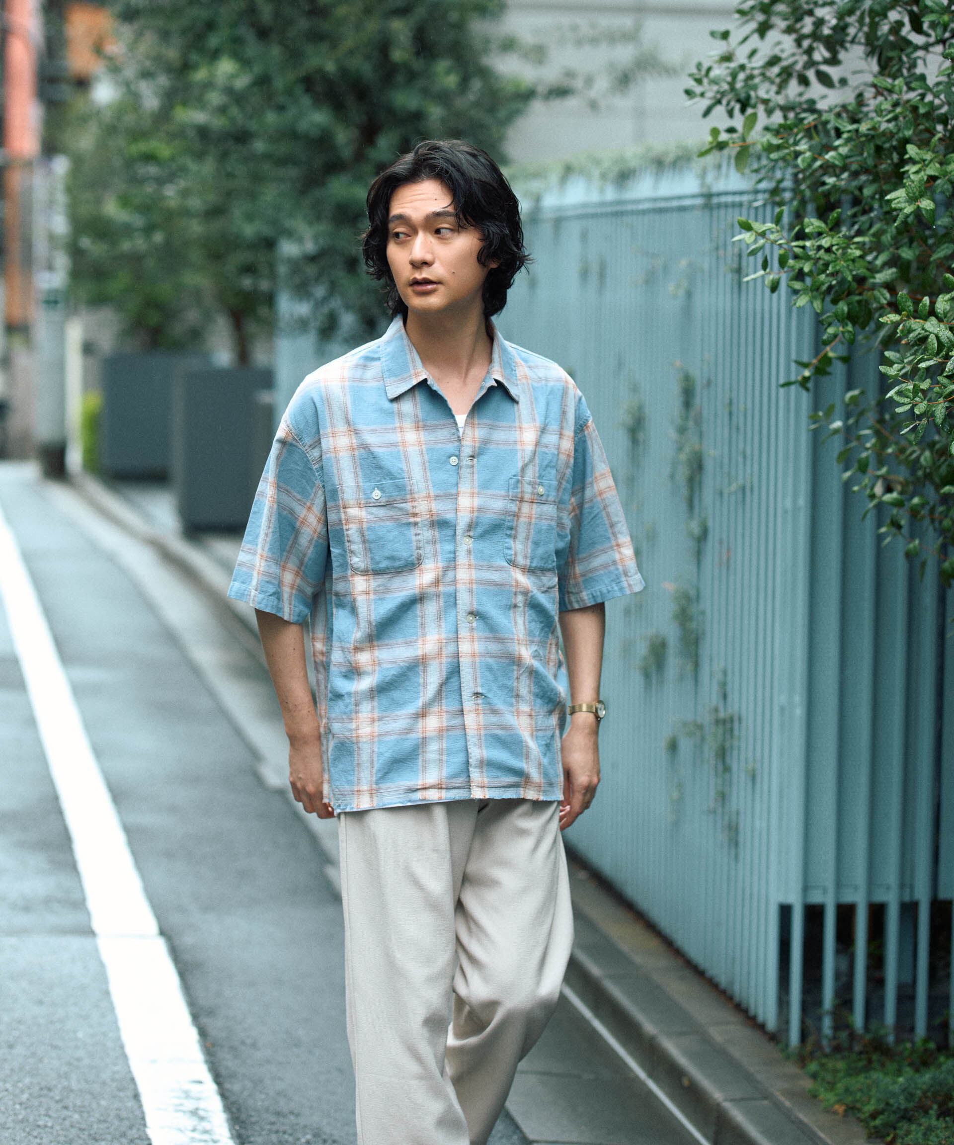 NANO universe「バスケットシアー オンブレーチェックシャツ」|シャツ・ブラウス|