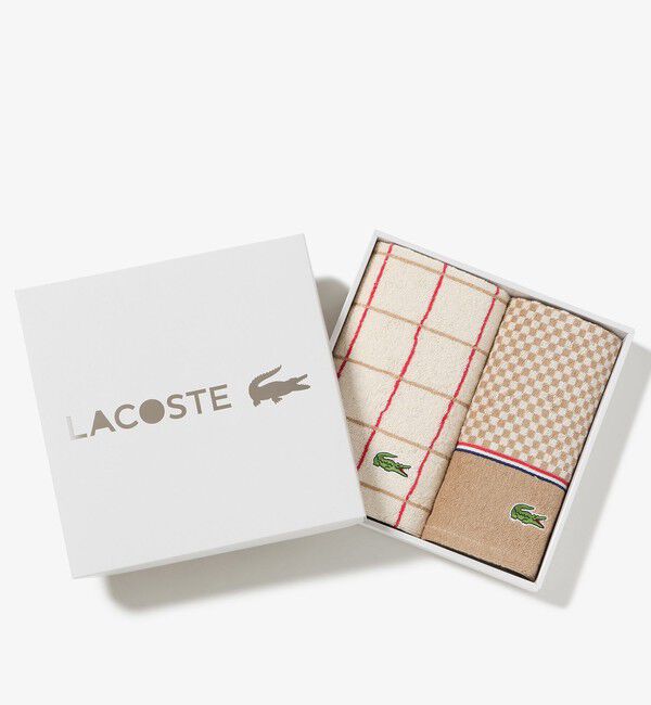 LACOSTE「フェイスタオル＆ゲストタオル ギフトセット」|タオル|ベージュ