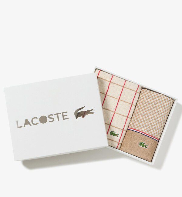 LACOSTE「スポーツタオル＆ゲストタオル ギフトセット」|タオル|ベージュ