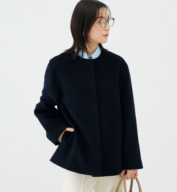 NOLLEY'S sophi「アンゴラビーバーノーカラーショートコート」|ノーカラーコート|