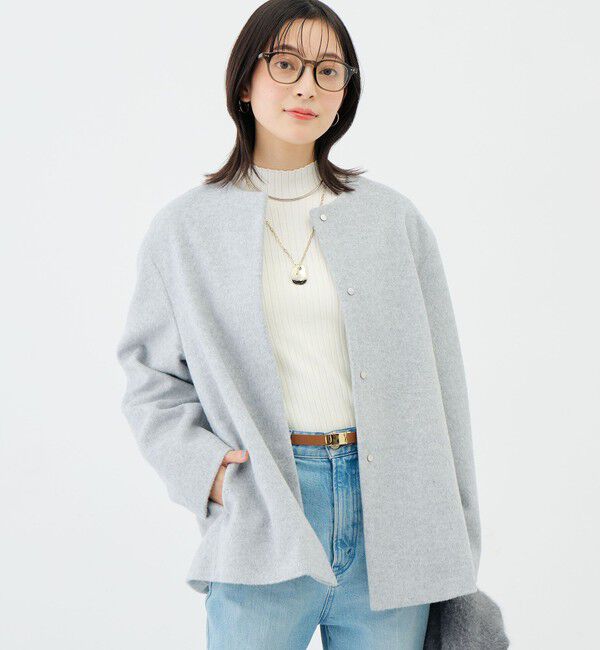 NOLLEY'S sophi「アンゴラビーバーノーカラーショートコート」|ノーカラーコート|