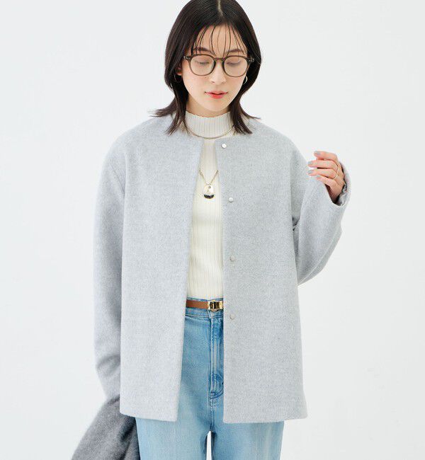 NOLLEY'S sophi「アンゴラビーバーノーカラーショートコート」|ノーカラーコート|