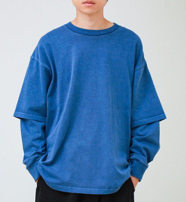 GLOSTER「【1枚でレイヤード完成】ピグメント加工 フェイクレイヤードロンT」|Tシャツ・カットソー|