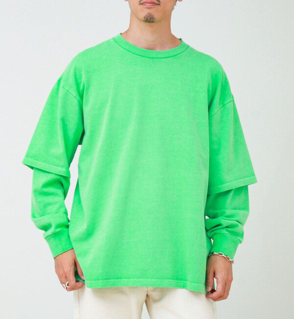 GLOSTER「【1枚でレイヤード完成】ピグメント加工 フェイクレイヤードロンT」|Tシャツ・カットソー|