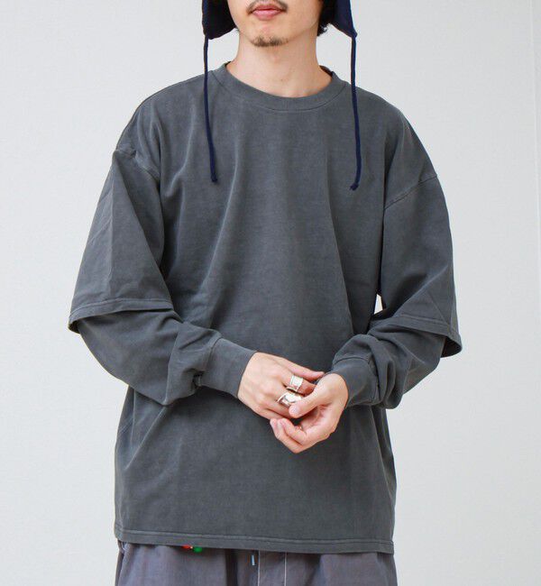 GLOSTER「【1枚でレイヤード完成】ピグメント加工 フェイクレイヤードロンT」|Tシャツ・カットソー|