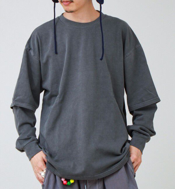 GLOSTER「【1枚でレイヤード完成】ピグメント加工 フェイクレイヤードロンT」|Tシャツ・カットソー|