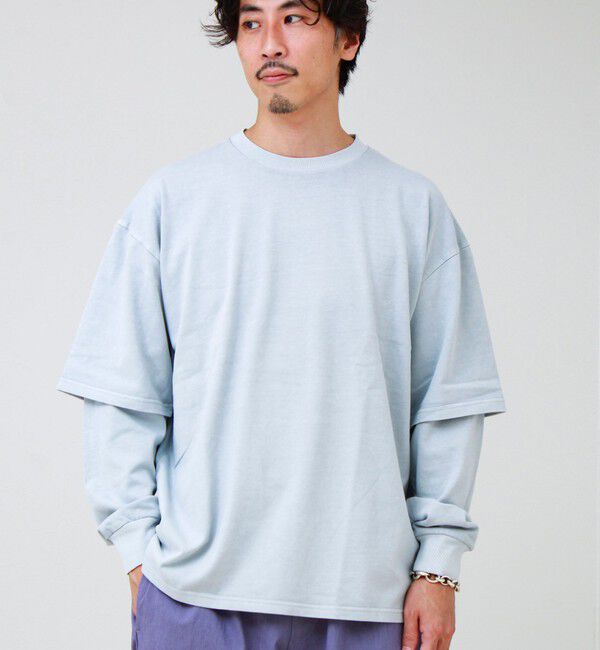 GLOSTER「【1枚でレイヤード完成】ピグメント加工 フェイクレイヤードロンT」|Tシャツ・カットソー|