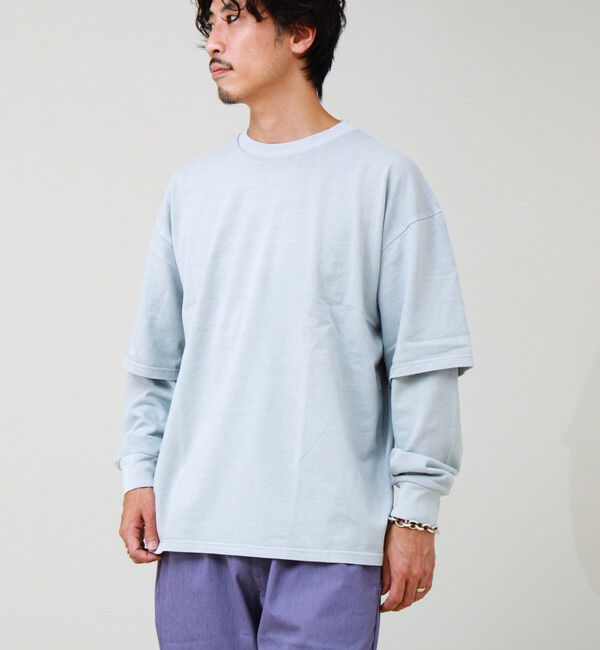 GLOSTER「【1枚でレイヤード完成】ピグメント加工 フェイクレイヤードロンT」|Tシャツ・カットソー|
