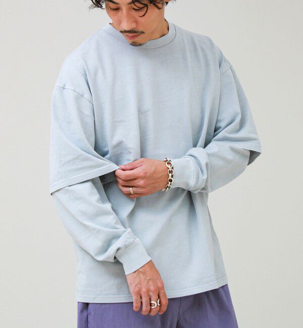 GLOSTER「【1枚でレイヤード完成】ピグメント加工 フェイクレイヤードロンT」|Tシャツ・カットソー|