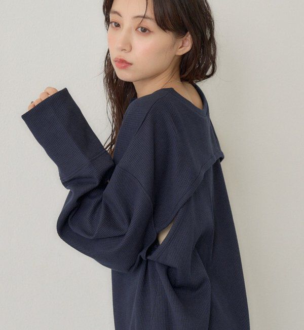 「フラワーワッフルヘンリートップス」|Tシャツ・カットソー|