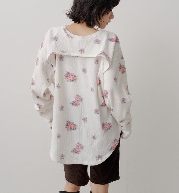  「フラワーワッフルヘンリートップス」|Tシャツ・カットソー|