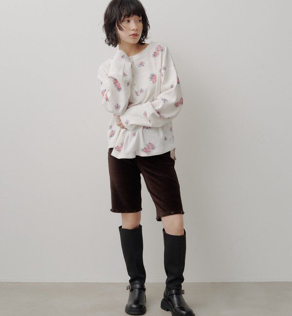  「フラワーワッフルヘンリートップス」|Tシャツ・カットソー|