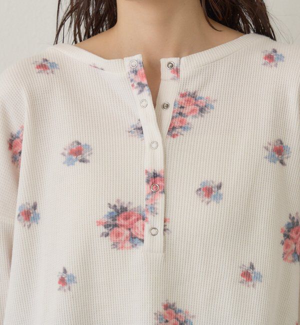  「フラワーワッフルヘンリートップス」|Tシャツ・カットソー|