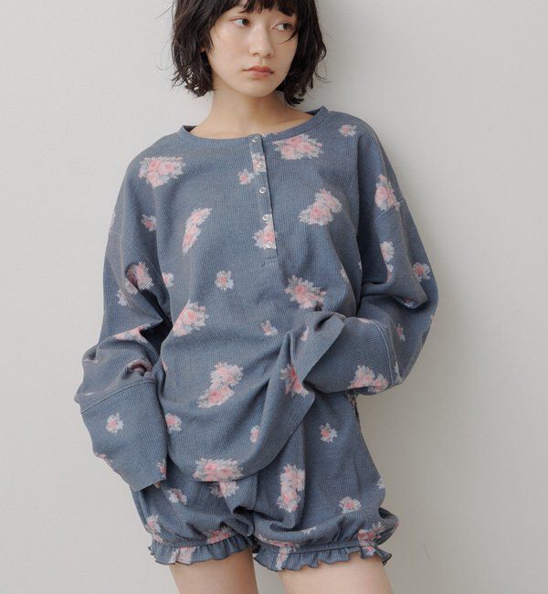  「フラワーワッフルヘンリートップス」|Tシャツ・カットソー|