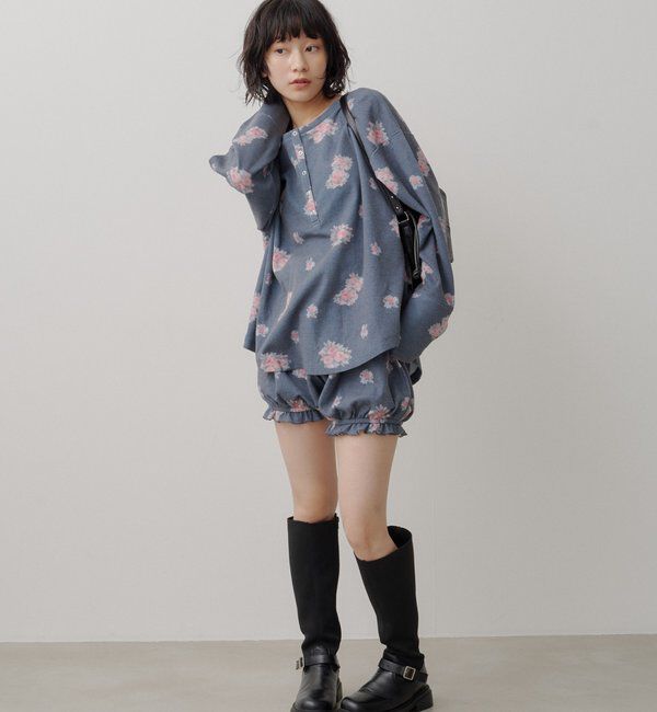  「フラワーワッフルヘンリートップス」|Tシャツ・カットソー|