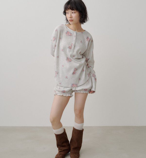  「フラワーワッフルヘンリートップス」|Tシャツ・カットソー|