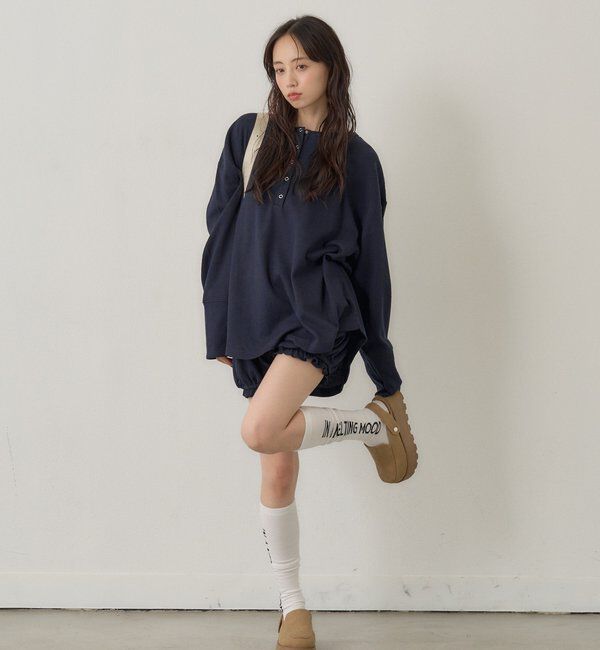  「フラワーワッフルヘンリートップス」|Tシャツ・カットソー|