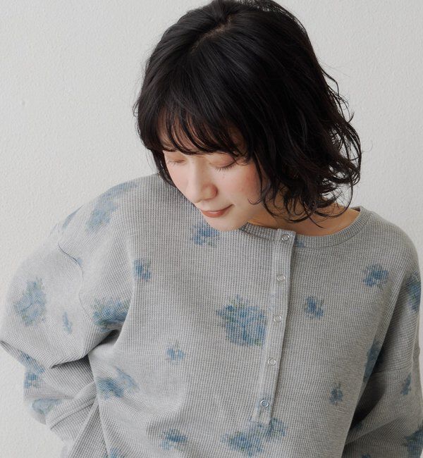  「フラワーワッフルヘンリートップス」|Tシャツ・カットソー|