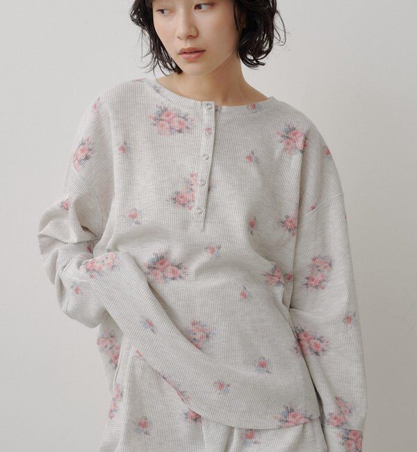  「フラワーワッフルヘンリートップス」|Tシャツ・カットソー|