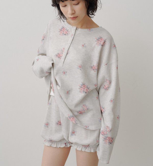  「フラワーワッフルヘンリートップス」|Tシャツ・カットソー|