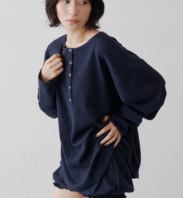  「フラワーワッフルヘンリートップス」|Tシャツ・カットソー|