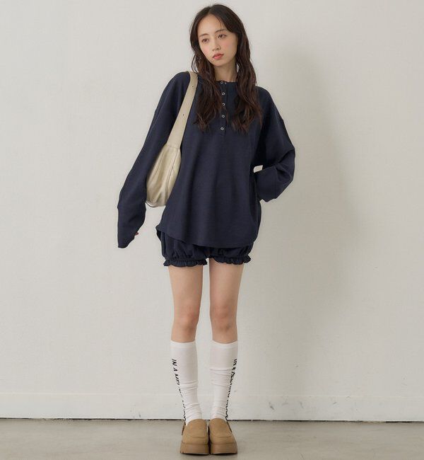 「フラワーワッフルヘンリートップス」|Tシャツ・カットソー|