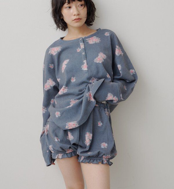  「フラワーワッフルヘンリートップス」|Tシャツ・カットソー|