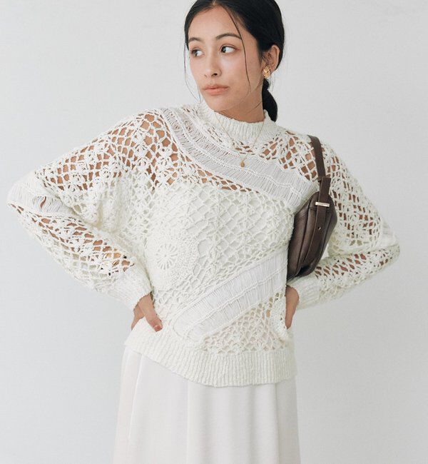  「【WEB限定】スラブヤーン刺繍ニット」|ニット・セーター|