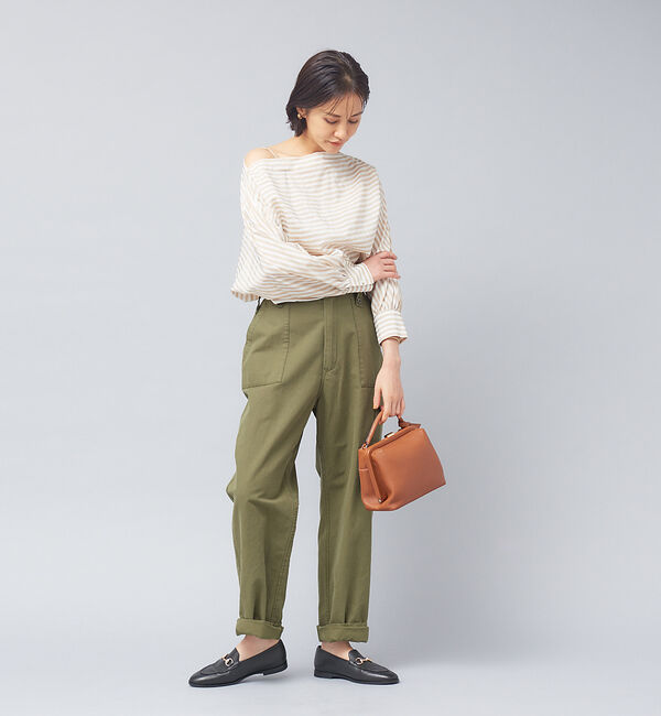 Rouge vif「ギャザースリーブボーダーブラウス」|シャツ・ブラウス|