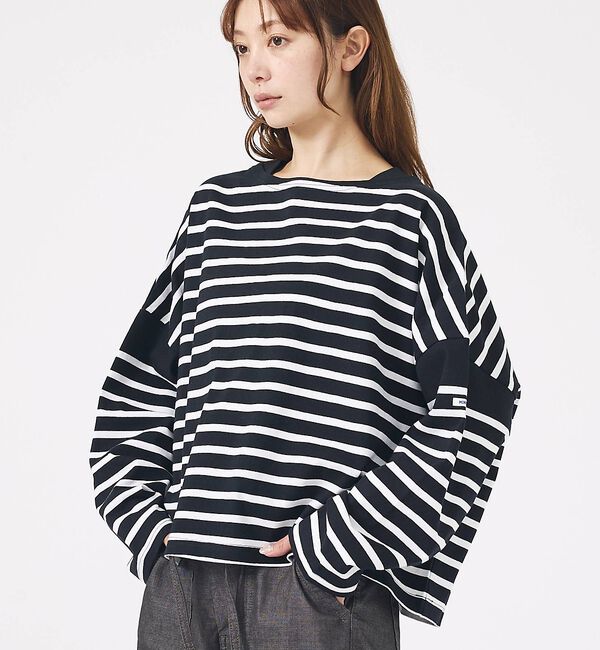 Rouge vif「【MONT KEMMEL/モン ケメル】ワイドバスクシャツ / ボーダーロングス」|Tシャツ・カットソー|ブラック