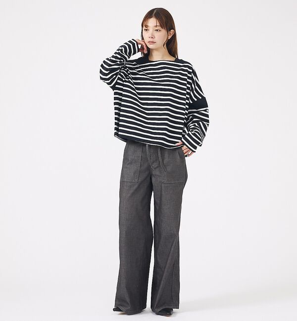 Rouge vif「【MONT KEMMEL/モン ケメル】ワイドバスクシャツ / ボーダーロングス」|Tシャツ・カットソー|