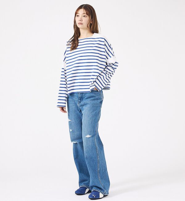 Rouge vif「【MONT KEMMEL/モン ケメル】ワイドバスクシャツ / ボーダーロングス」|Tシャツ・カットソー|