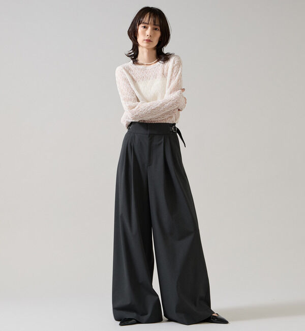 Liesse「 サイドベルト付きタックワイドパンツ」|その他|