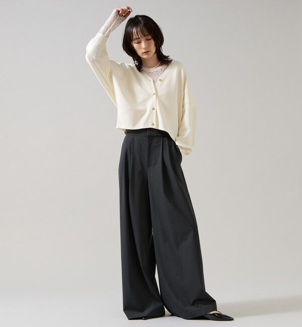 Liesse「 サイドベルト付きタックワイドパンツ」|その他|