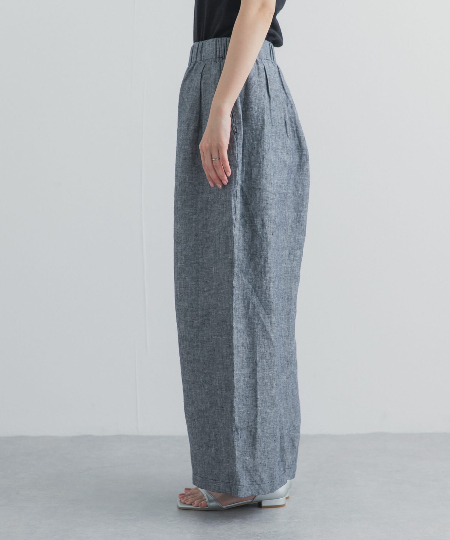 URBAN RESEARCH DOORS「ヘリンボーンリネンワイドギャザーパンツ」|その他|