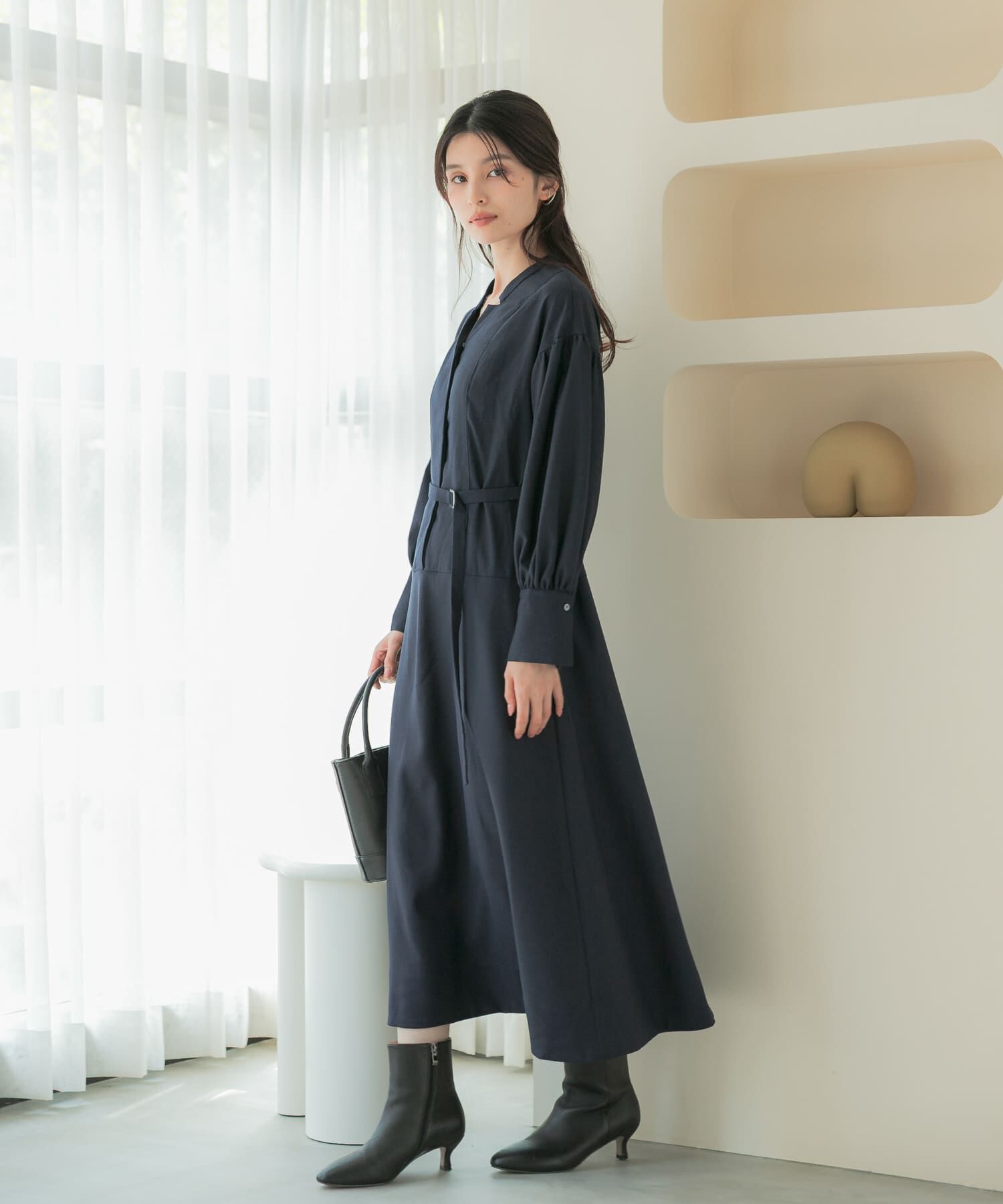 URBAN RESEARCH ROSSO「ボリュームスリーブウエストマークワンピース」|ワンピース|