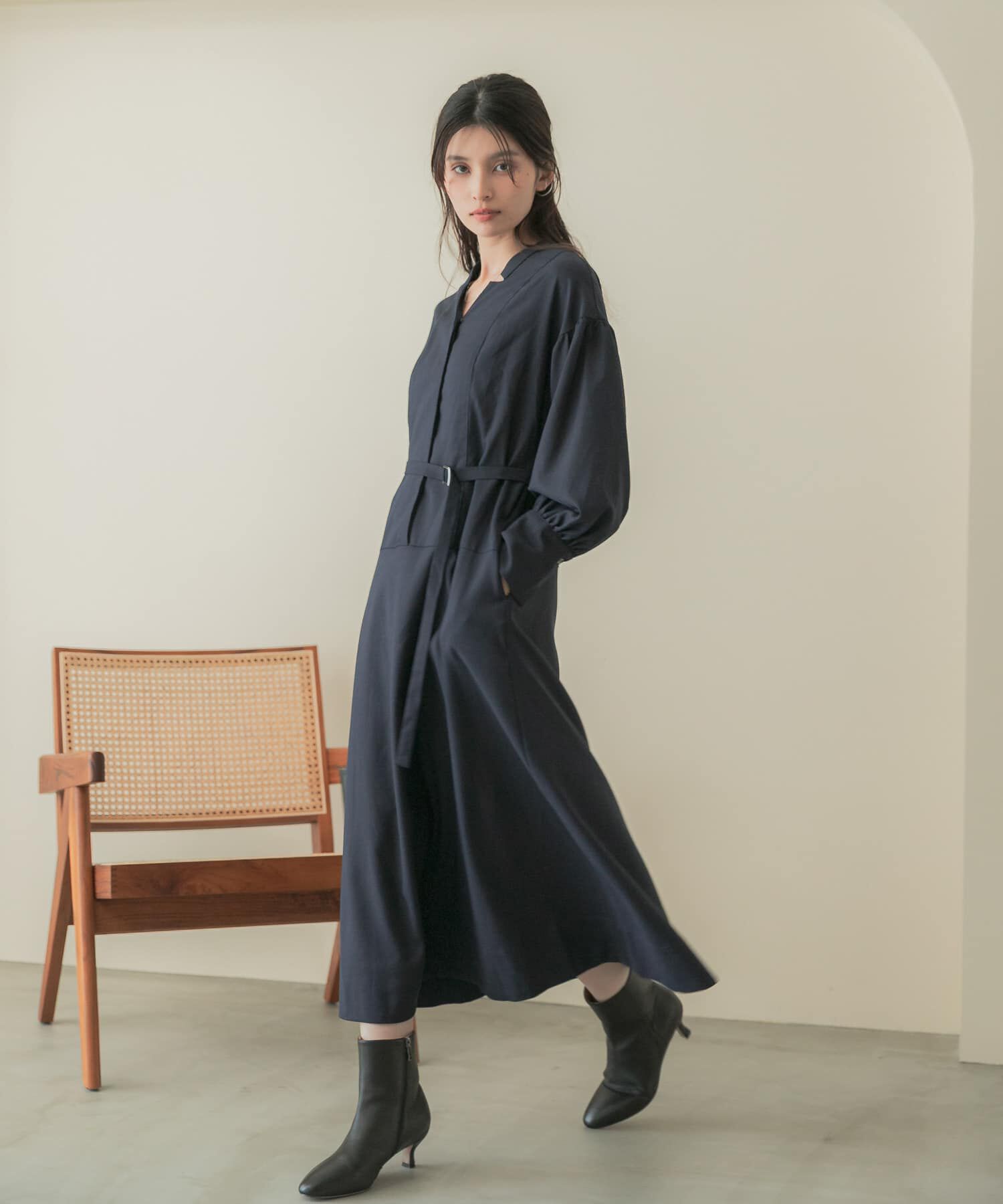 URBAN RESEARCH ROSSO「ボリュームスリーブウエストマークワンピース」|ワンピース|