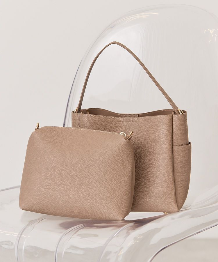 AMERICAN HOLIC「【2点セット】2WAYワンハンドルミニトート+ポーチ」|トートバッグ|Gray Beige