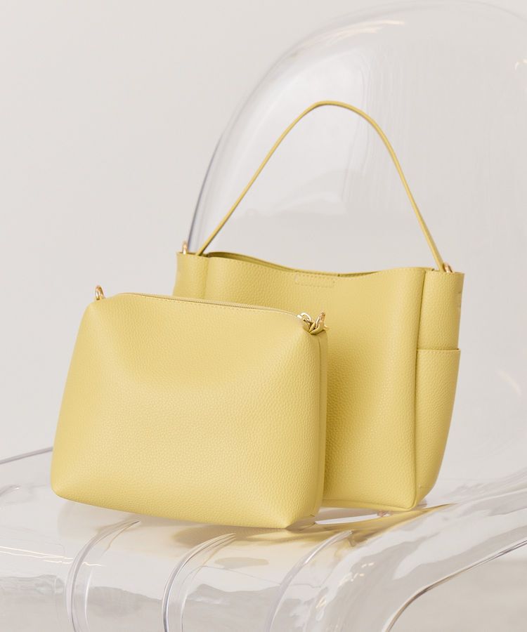 AMERICAN HOLIC「【2点セット】2WAYワンハンドルミニトート+ポーチ」|トートバッグ|Light yellow
