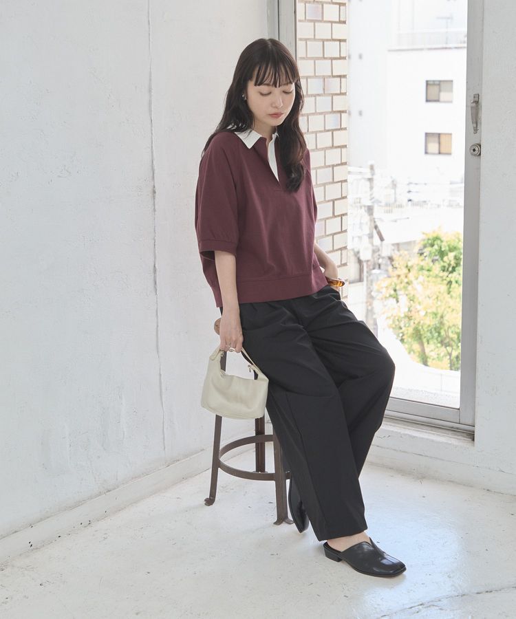 AMERICAN HOLIC「衿配色5分袖ラガーシャツ」|Tシャツ・カットソー|