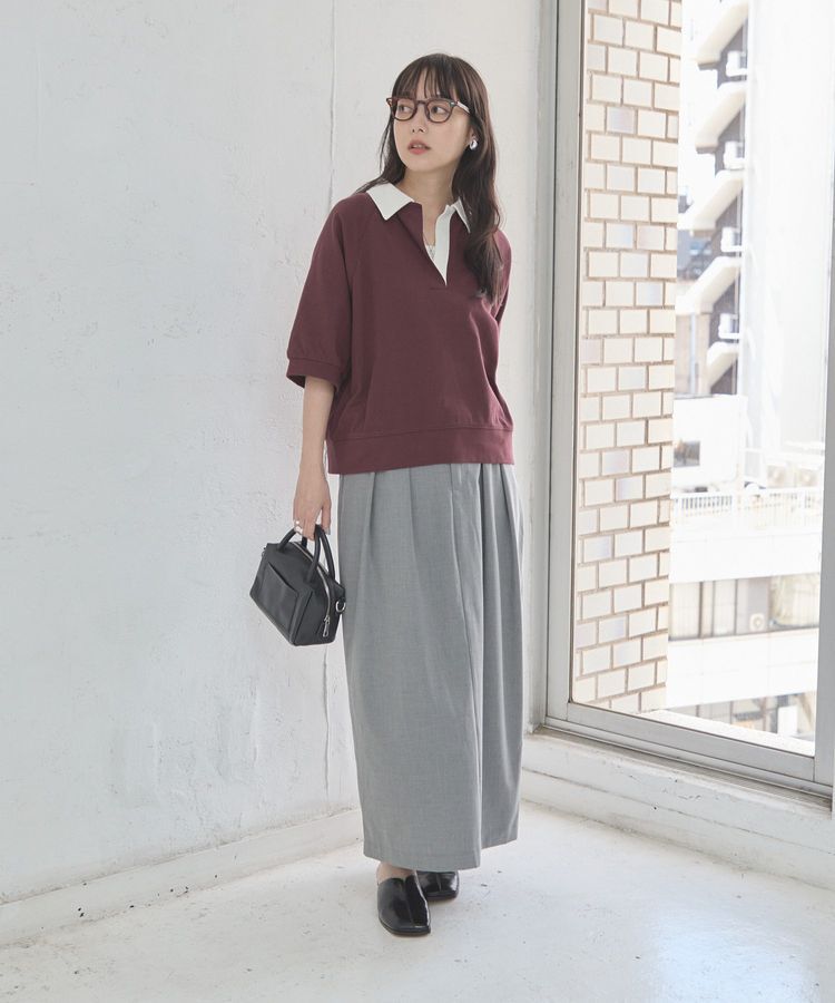 AMERICAN HOLIC「衿配色5分袖ラガーシャツ」|Tシャツ・カットソー|
