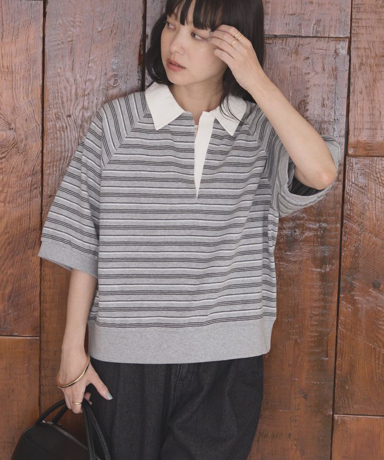 AMERICAN HOLIC「衿配色5分袖ラガーシャツ」|Tシャツ・カットソー|