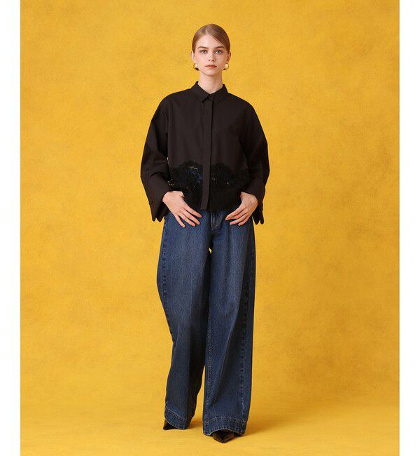LOULOU WILLOUGHBY「ハイウエストワイドデニムパンツ」|デニム|