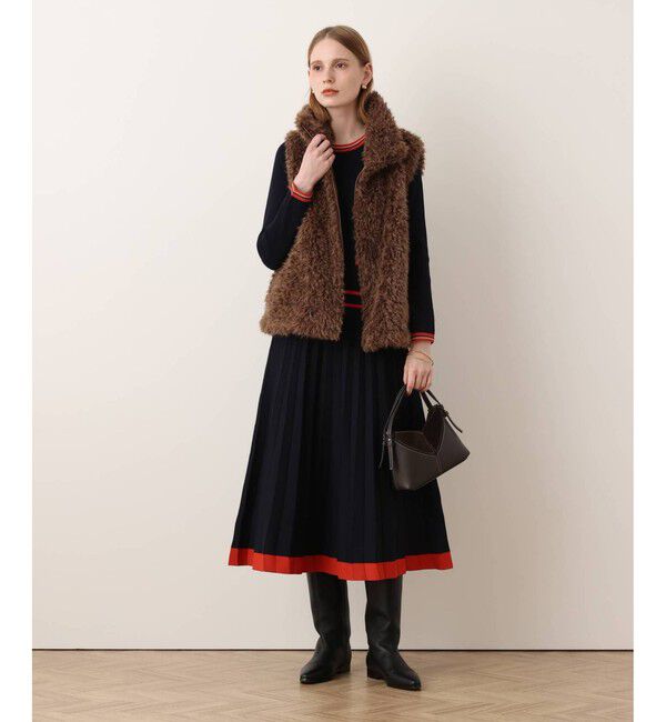 allureville「【Oggi.jp掲載】ラインアクセントプリーツニットワンピース」|ワンピース|