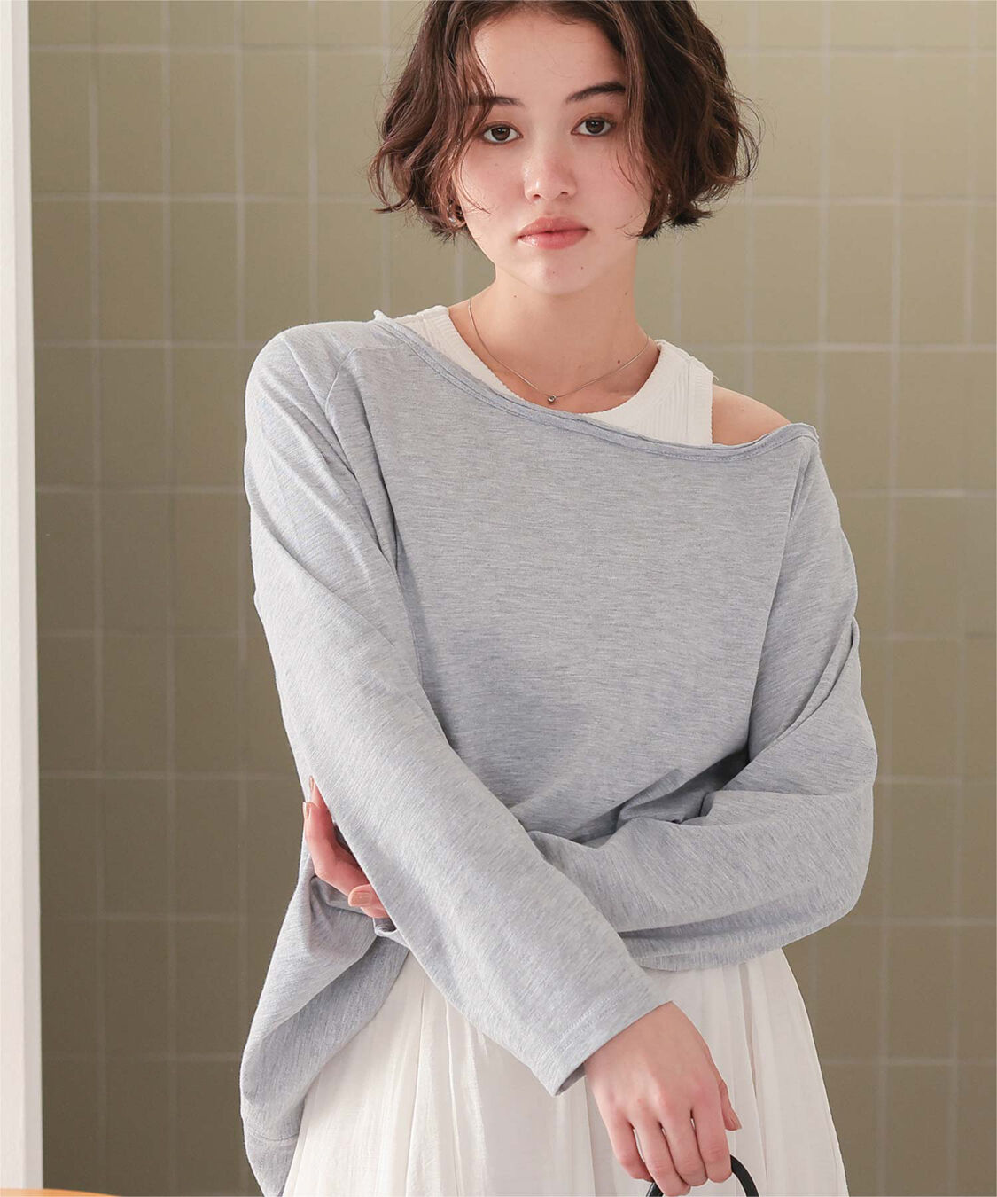 titivate「ルーズロングスリーブカットソー」|Tシャツ・カットソー|ライトグレー