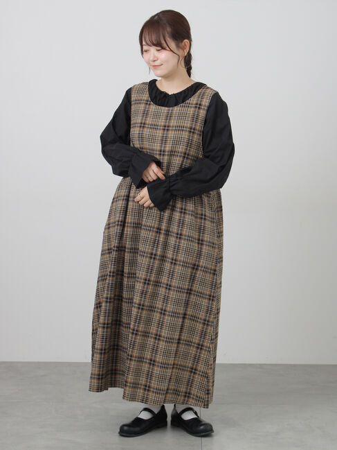 Samansa Mos2「【Cross&times;Linen】ふんわり前後着ジャンスカ」|ワンピース|ベージュ