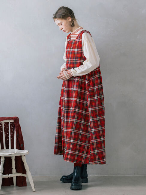 Samansa Mos2「【Cross&times;Linen】ふんわり前後着ジャンスカ」|ワンピース|