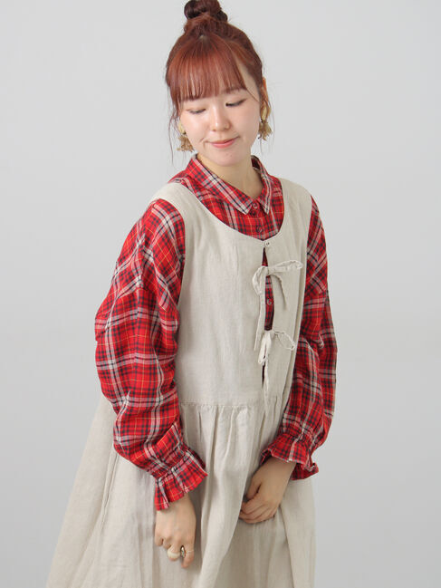Samansa Mos2「【Cross&times;Linen】ふんわりチュニック」|シャツ・ブラウス|レッド