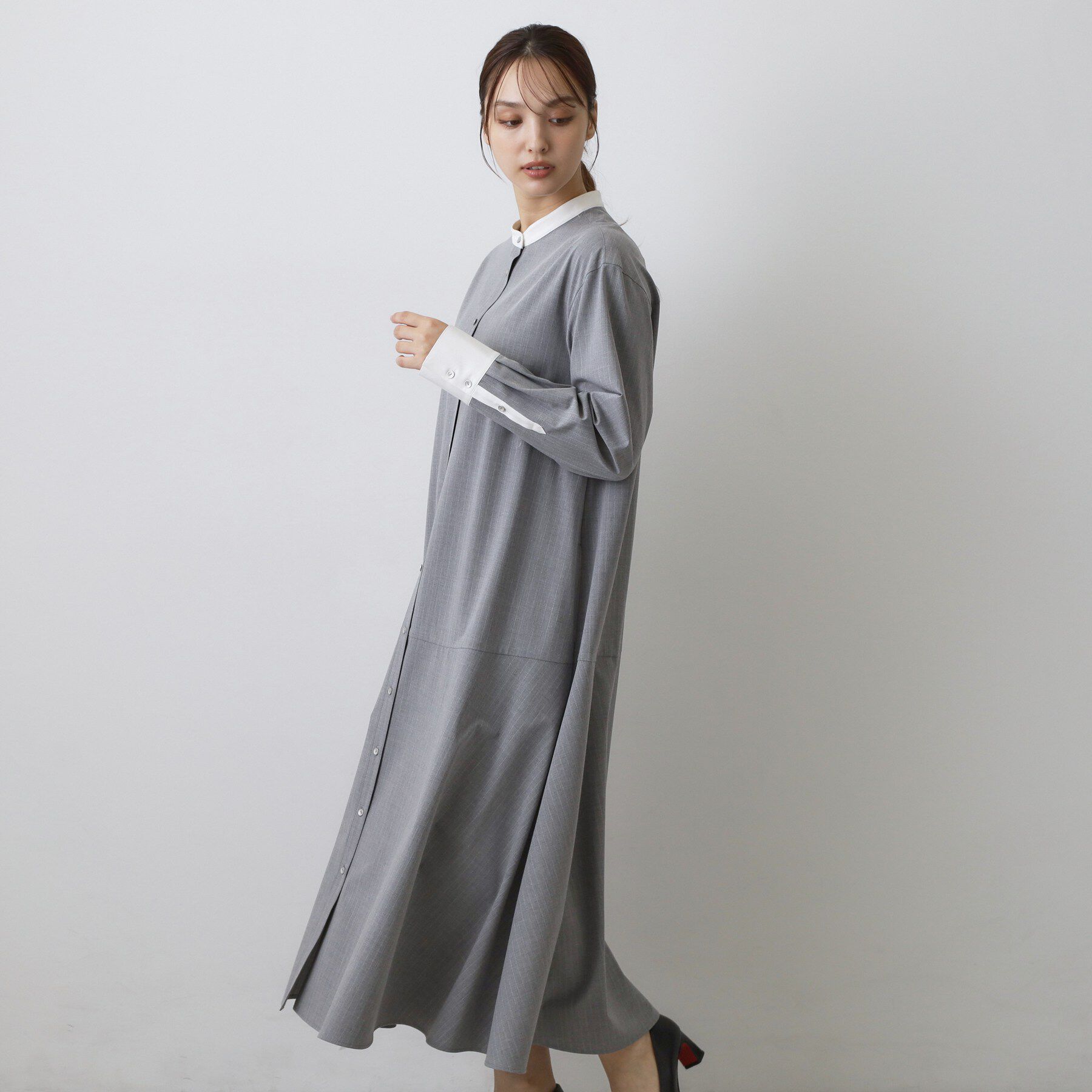 DRESSTERIOR「ウォッシャブルストライプシャツワンピース」|ワンピース|