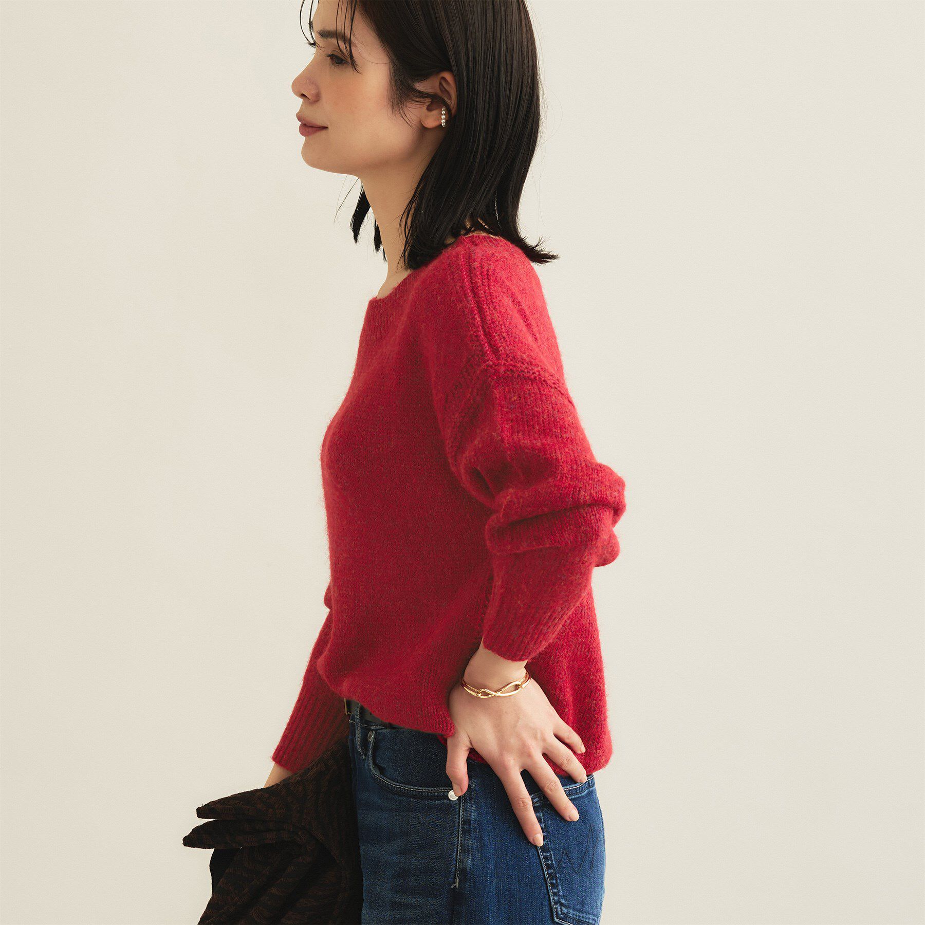 INDIVI「【大人ラメ】パフスリーブ ヘアリーニット」|ニット・セーター|